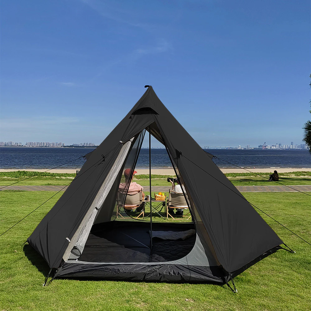 Cheap Goat Tents Ultralight Pyramid 4 Person Camping Tent Travel Family Tourist 4x Double Layer Outdoor Hiking Large Teepee Backpacking tents   